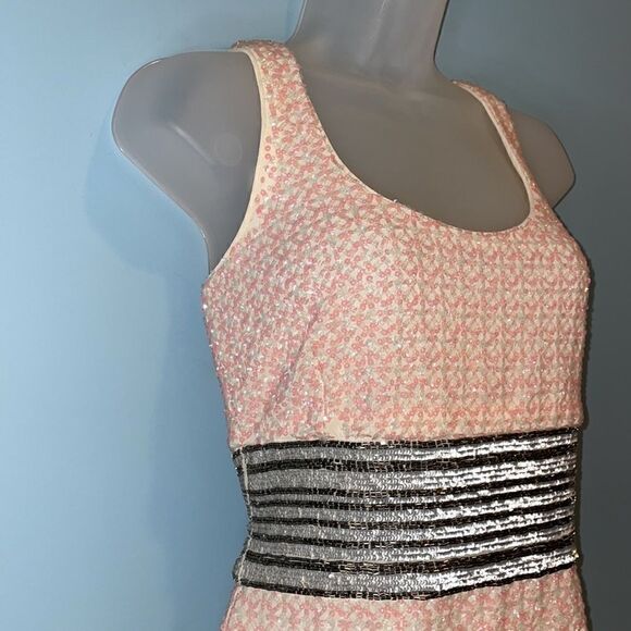 Badgley Mischka Sequin Beaded Sleeveless Mini Sheath Cocktail Dress - Picture 7 of 16